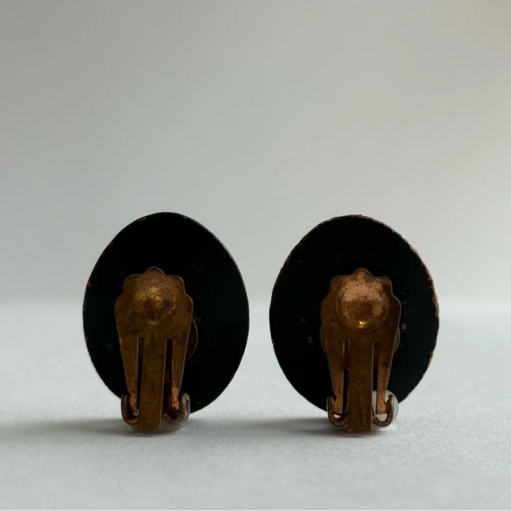 Rare Vintage Artisan Enamel Earrings – One-of-a-Kind Abstract Modernist Design